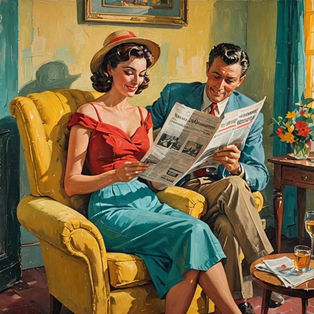 Vintage Photo of Couple in Domestic Bliss