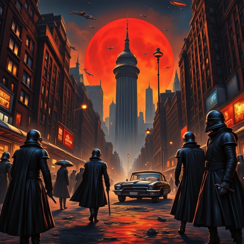 Dystopian Album Cover: Rebellion in Burning City Streets