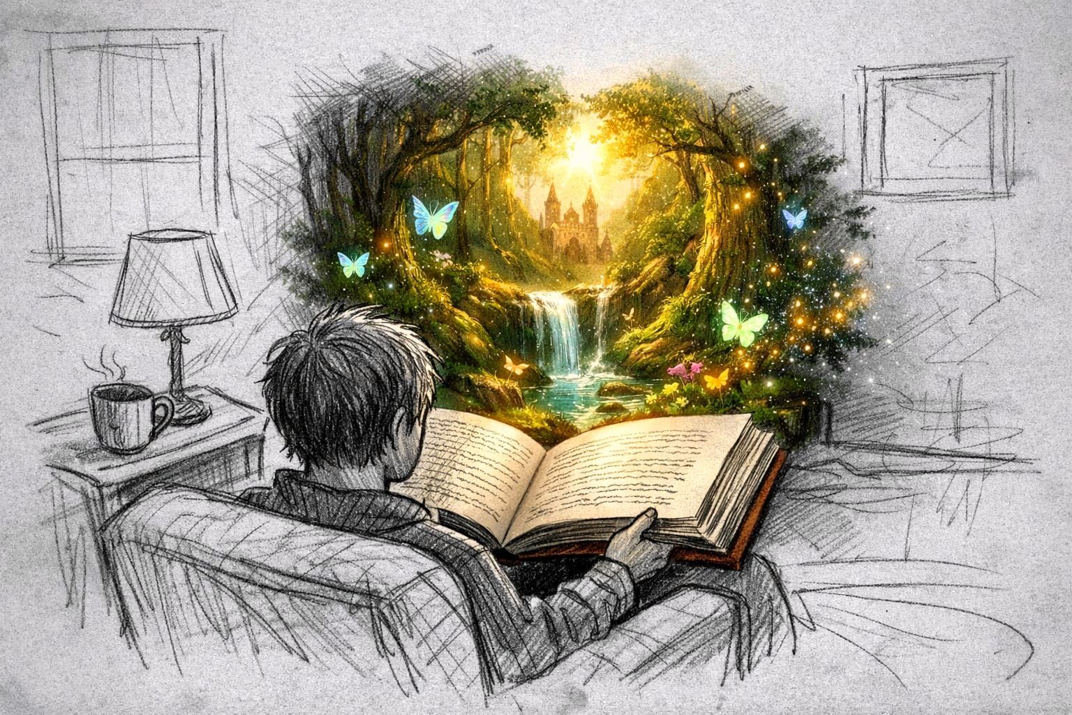 Reader Immersed in a Vibrant Fairy Tale World