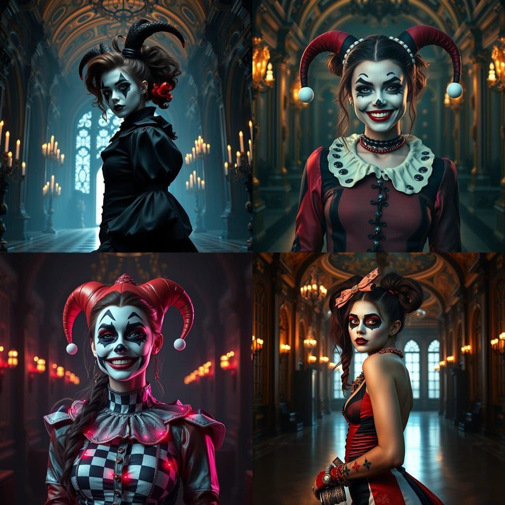 Baroque Jester Woman in Twilight Splendor