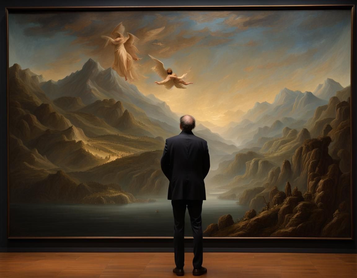 Leonardo da Vinci Paints Mountain River Scene