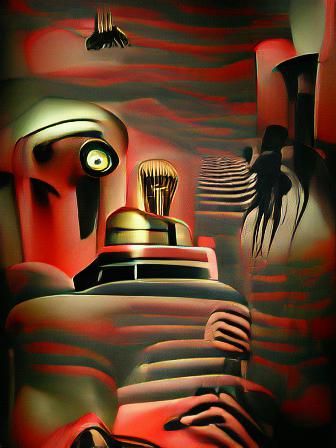 Robot's Nightmare: Art Deco Surreal Horror