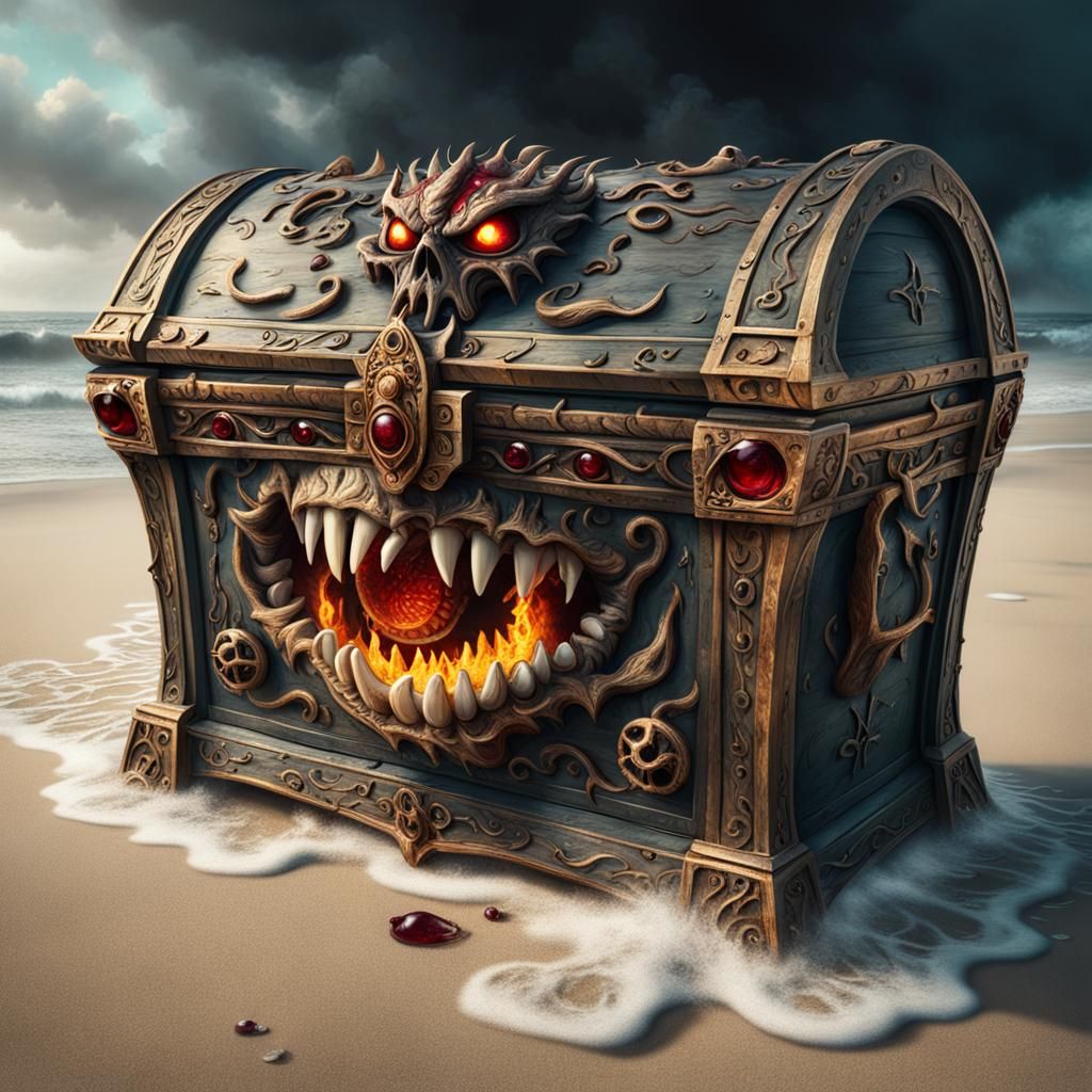 Monster Treasure Chest Washed Ashore: Digital Matte Painting