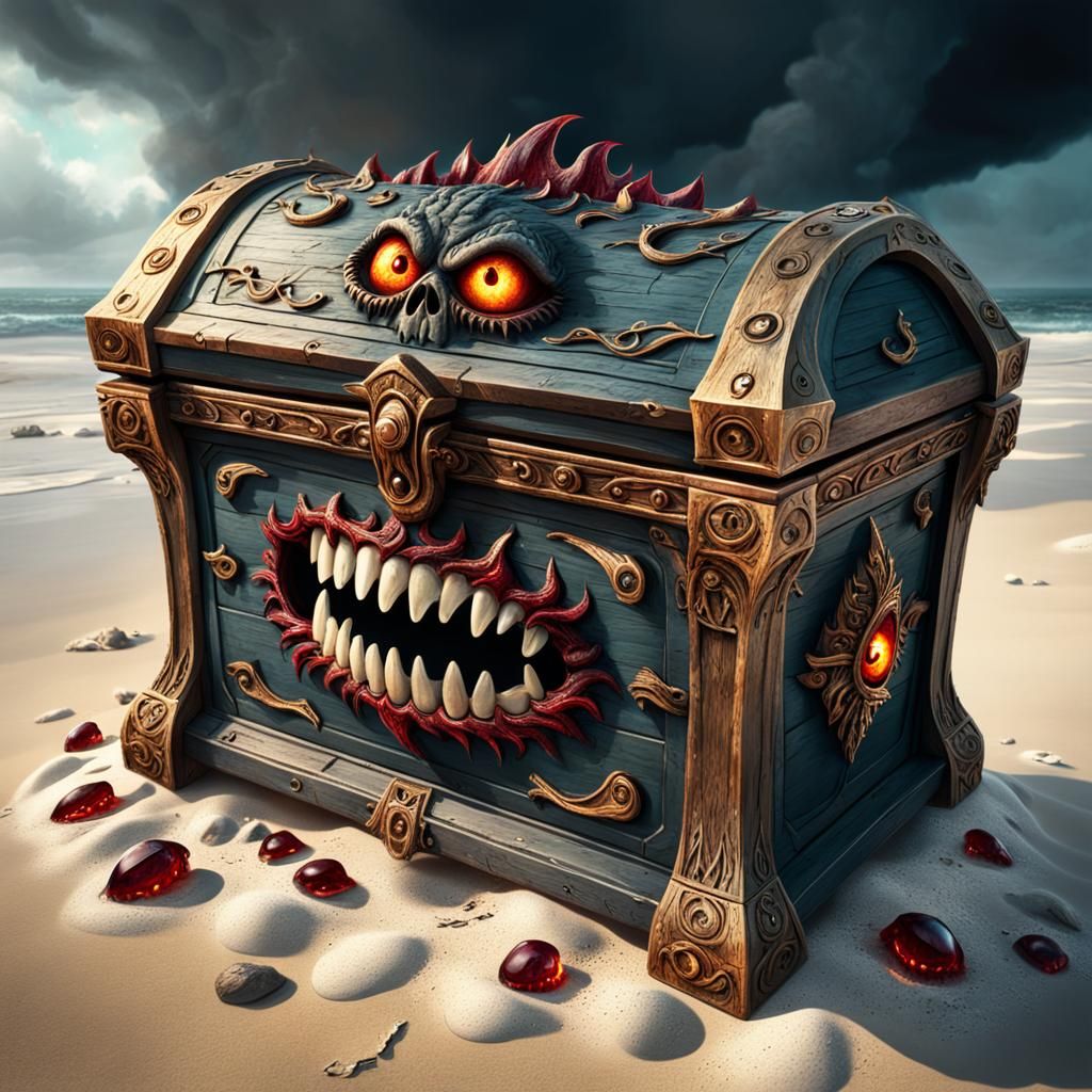 Monster Treasure Chest Washed Ashore: Digital Matte Painting