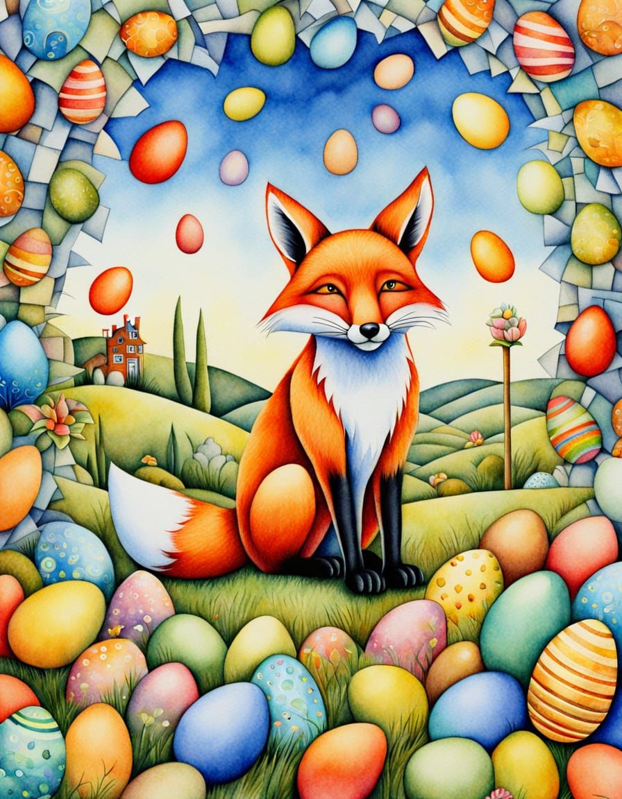 Vibrant Easter Celebration in Cubist Style