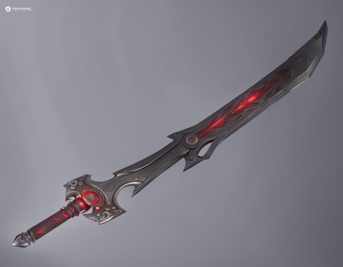 Sword with Glowing Red Runes in Dark Fantasy Art