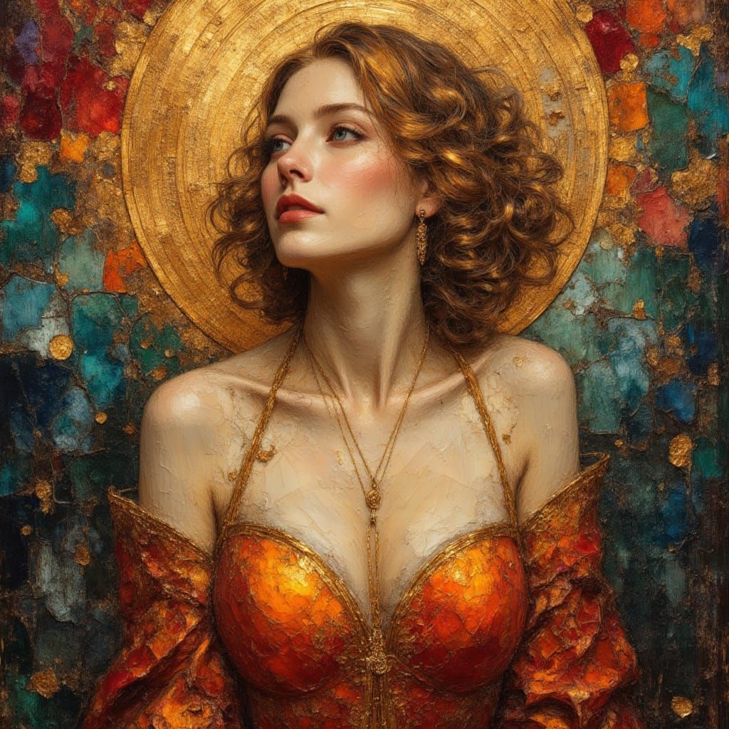 Nature Goddess in Baroque Style with Vivid Hues