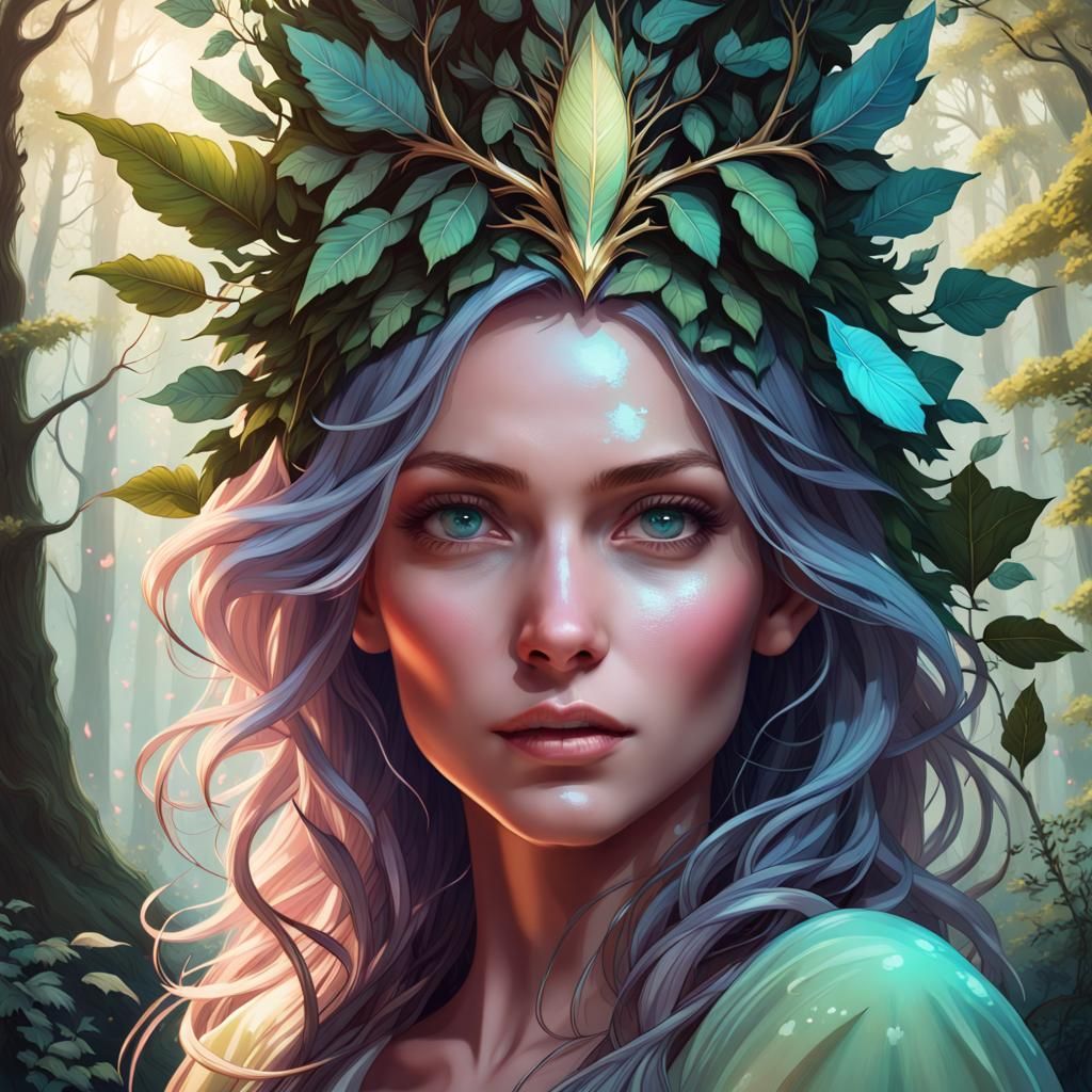 Enchanting Fae Queen Portrait in Magical Forest