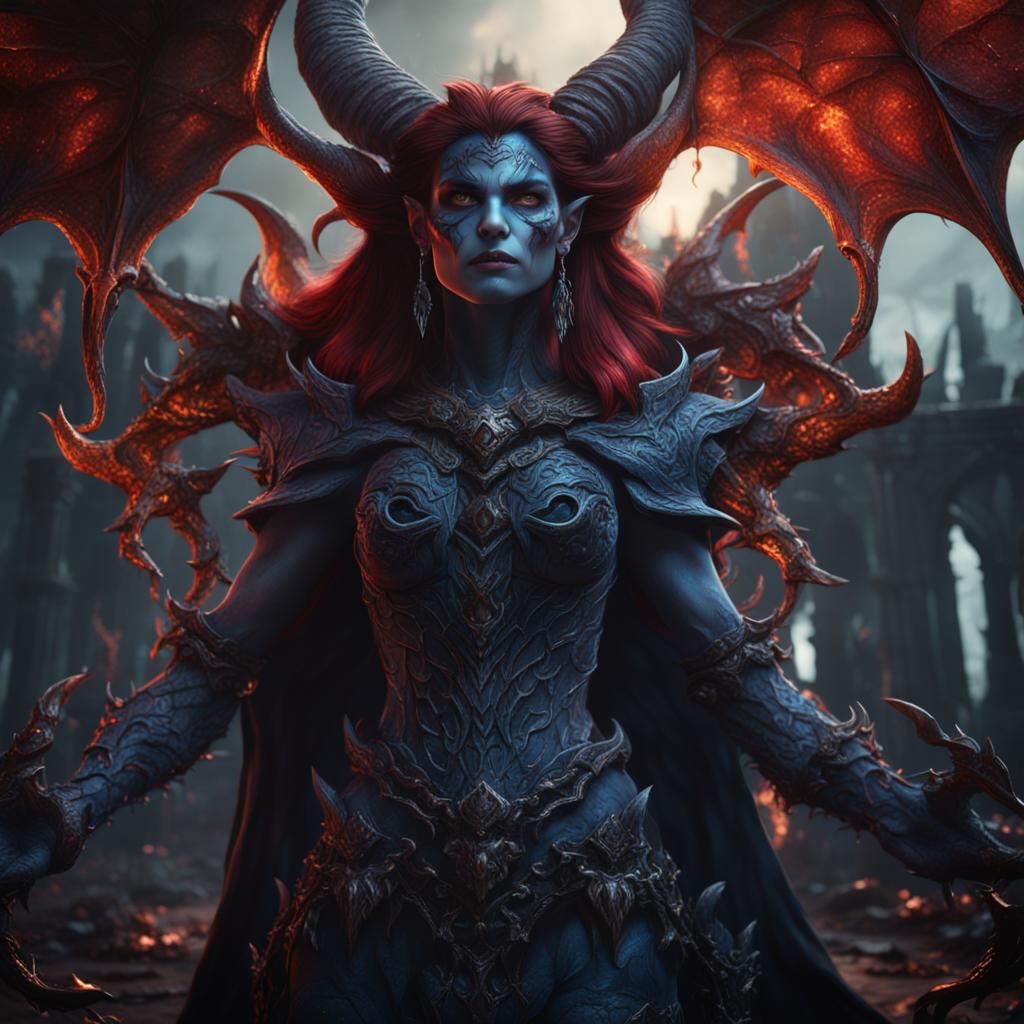 Beautiful Demon Lilith in Detailed Matte Painting