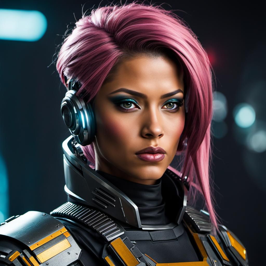Fierce Sci-Fi Bounty Hunter Portrait