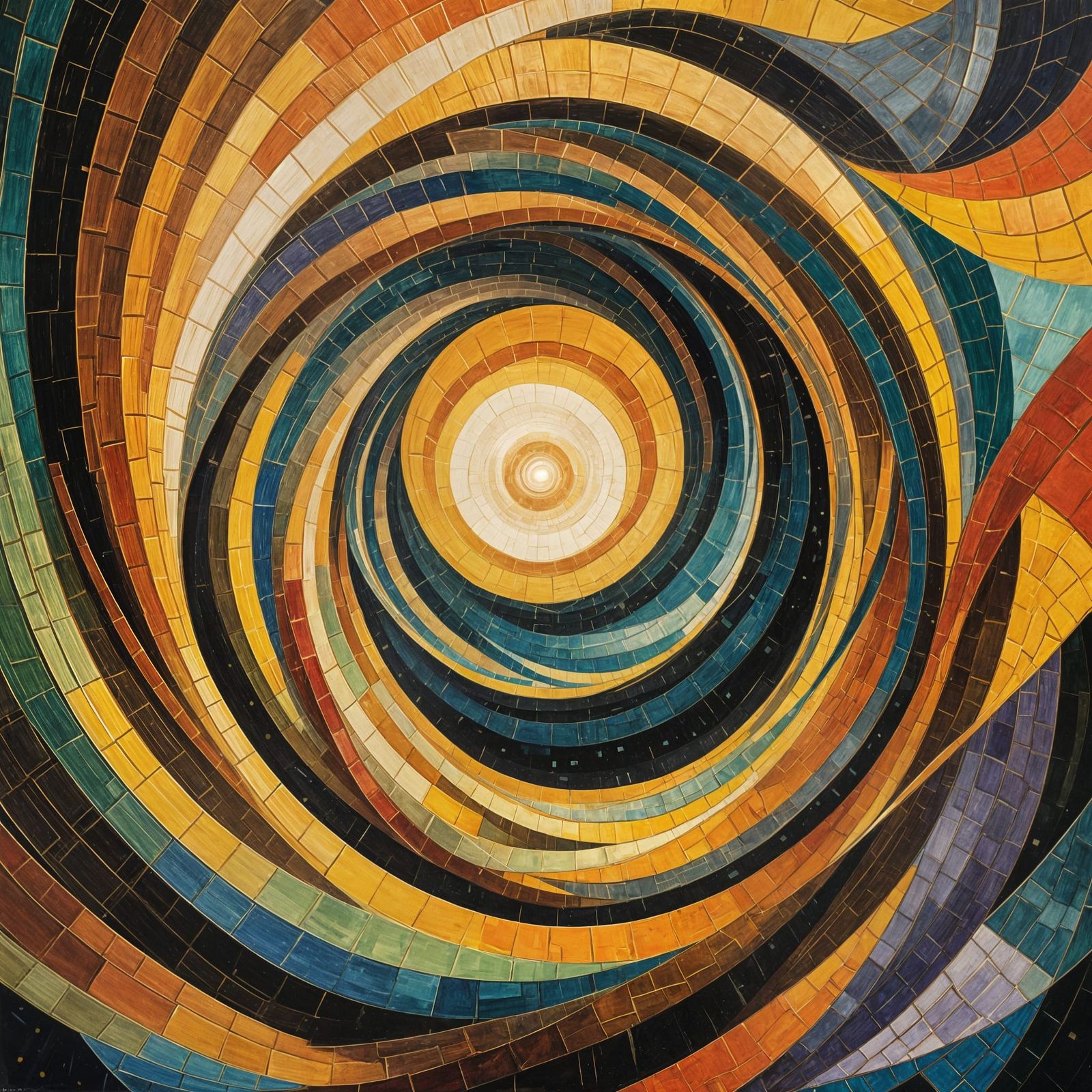 Möbius Strip Lamp Radiating Light as Gouache Painting