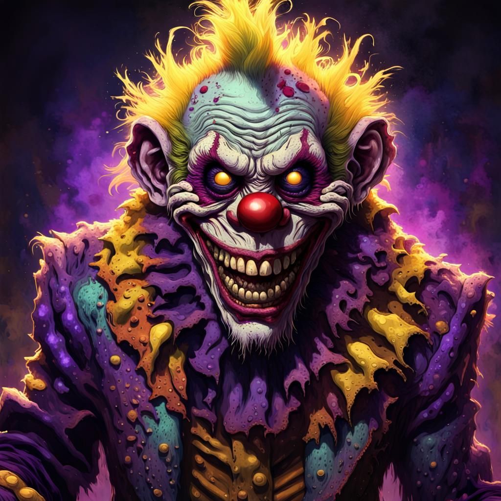 Grinning Zombie Monkey Monster Clown in Dark Fantasy