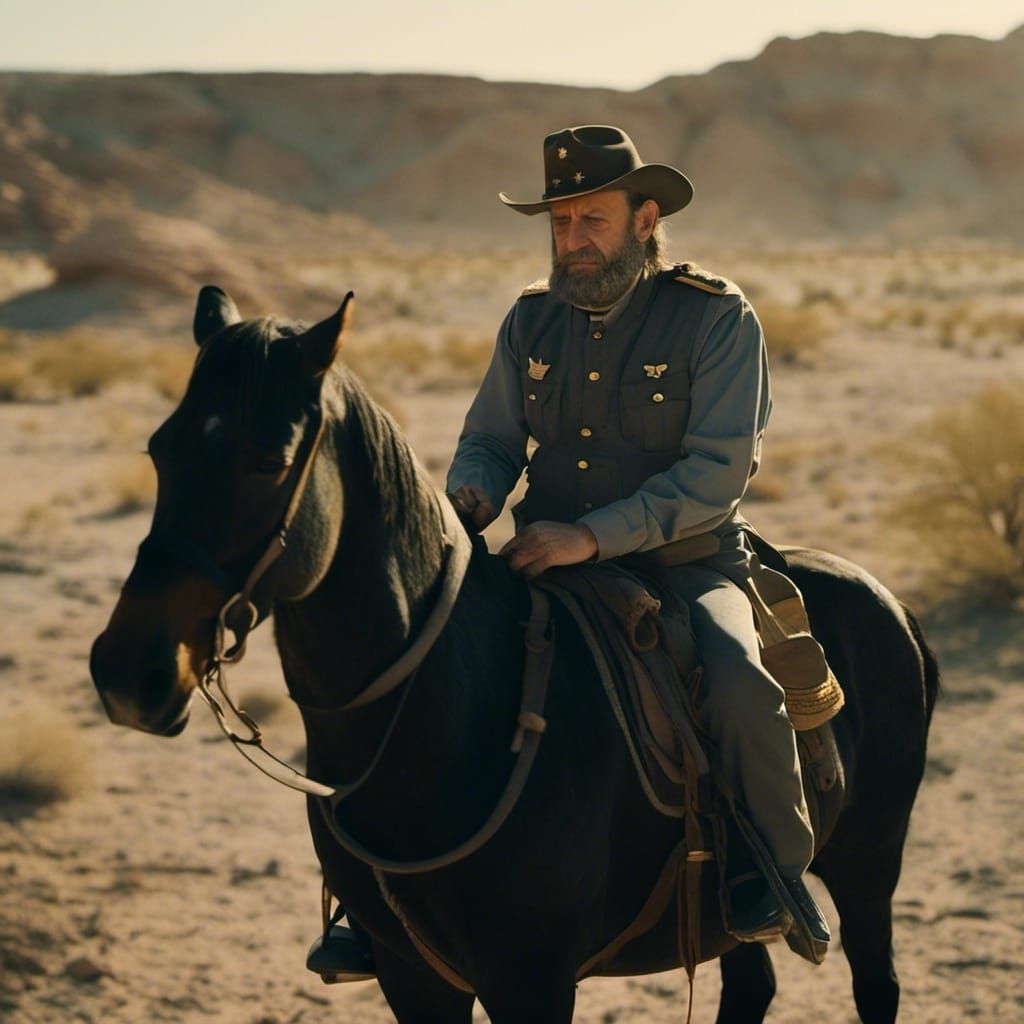 Civil War Officer on Horseback in Golden Hour