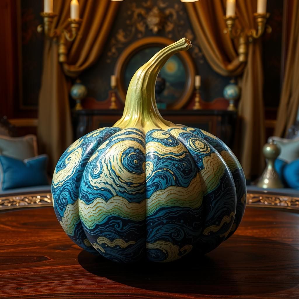 Gourd Painted with Starry Night Sky