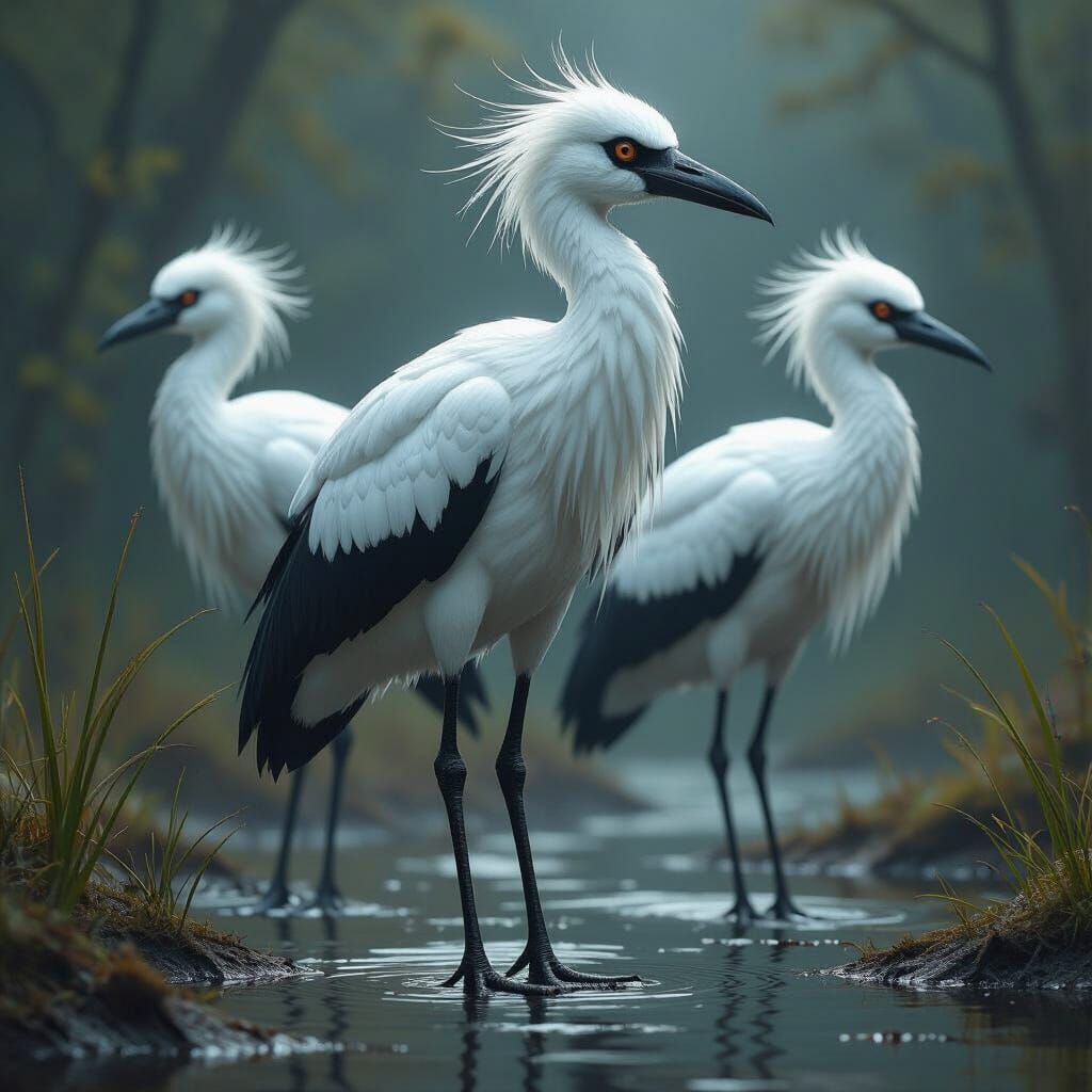 Skullherons: Dark Fantasy Concept Art of Eerie Marsh Birds