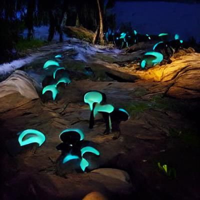 Enchanting Bioluminescent Mushroom Forest
