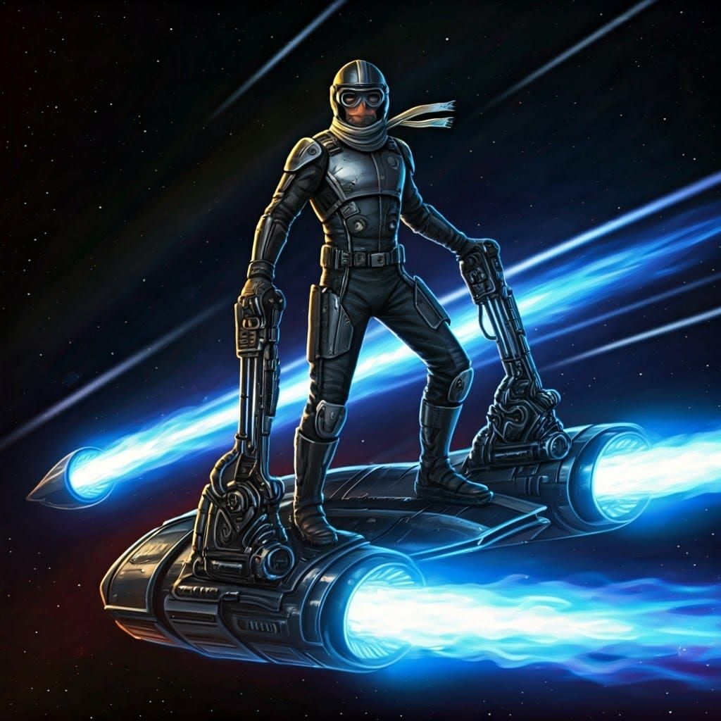 Futuristic Pilot Ready to Leap from Star-Racer