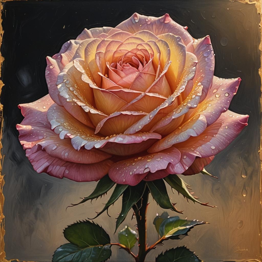 Iridescent Rose Glistening in Morning Light