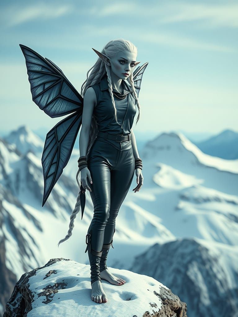 Elegant Elf Fairy in Snowscape: Cinematic Photo