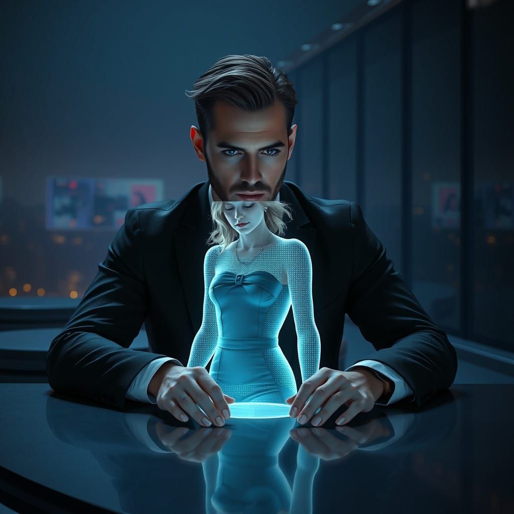 Melancholic Man in Futuristic Desolation