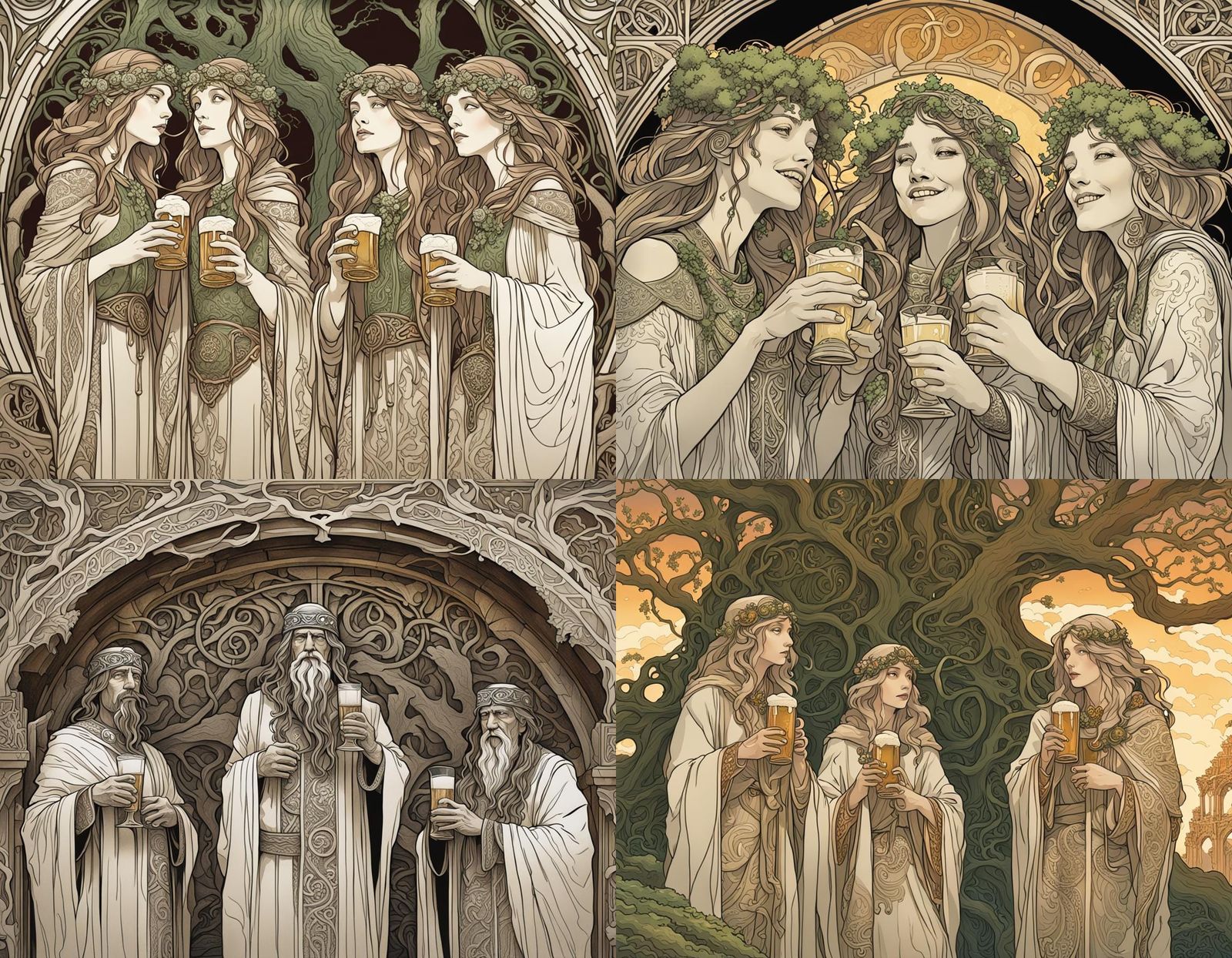 Druids' Happy Hour in Art Nouveau Style