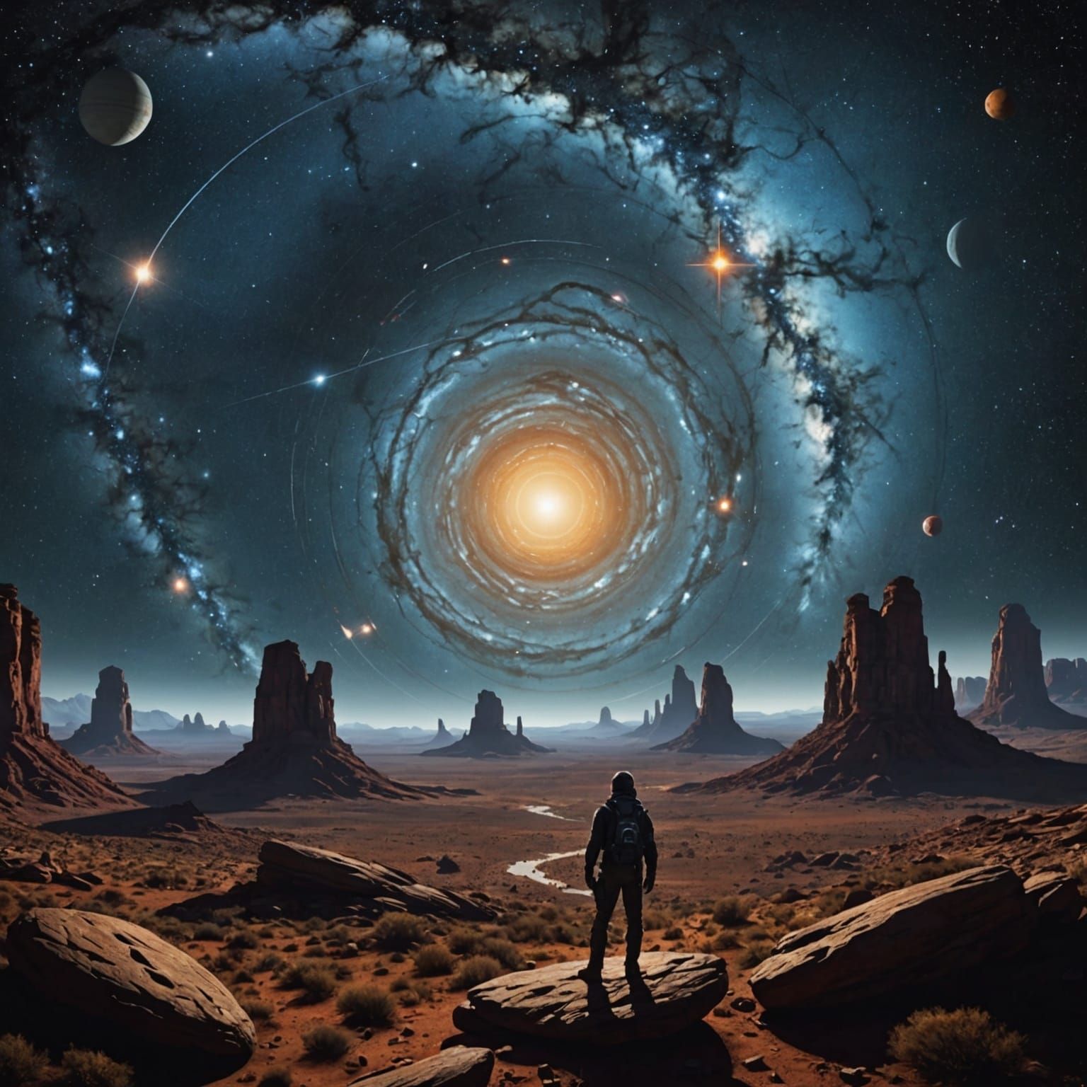 Cinematic Galactic Scene in Deep Universe Kalanisi