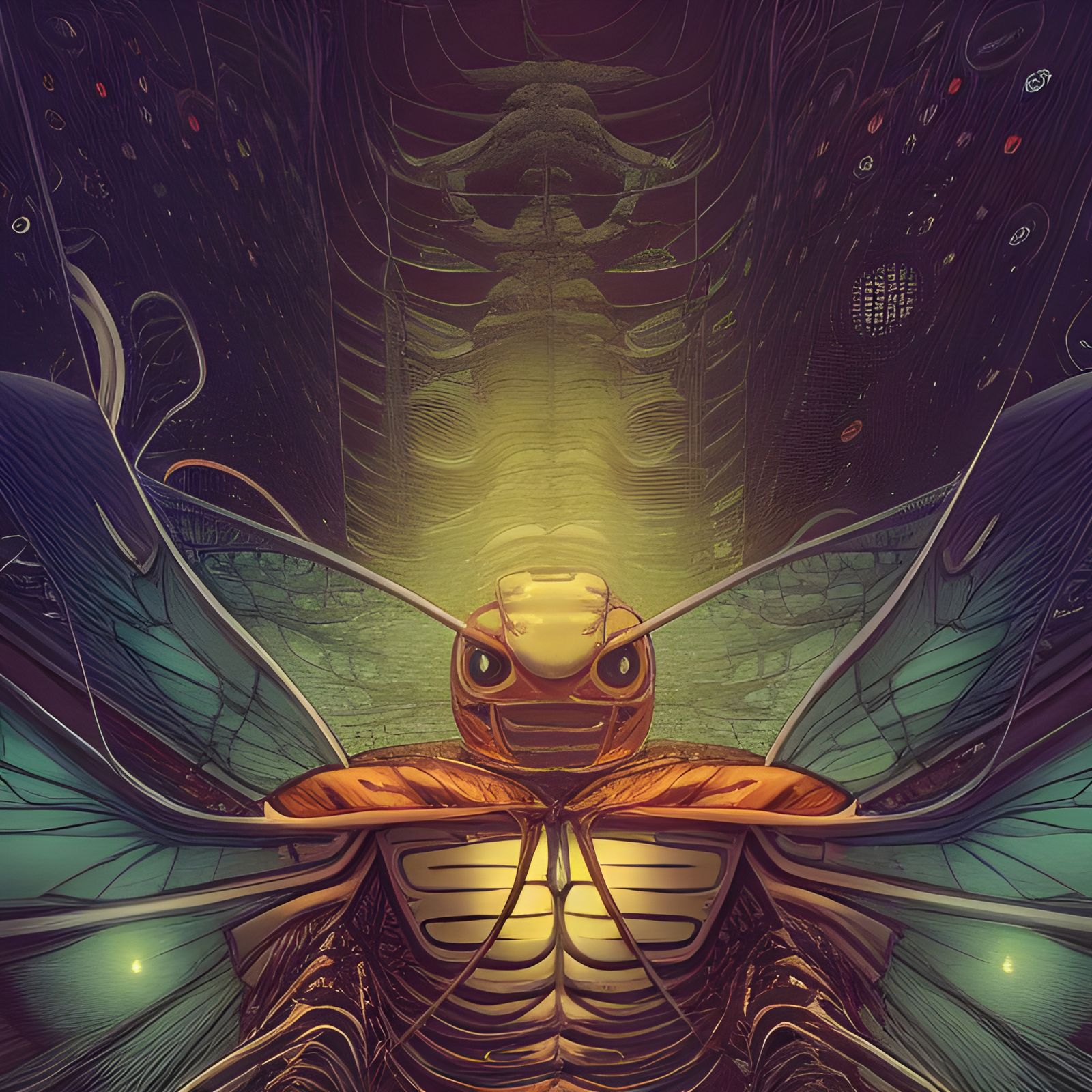 Epic Mothman Poster Art in VRay Style