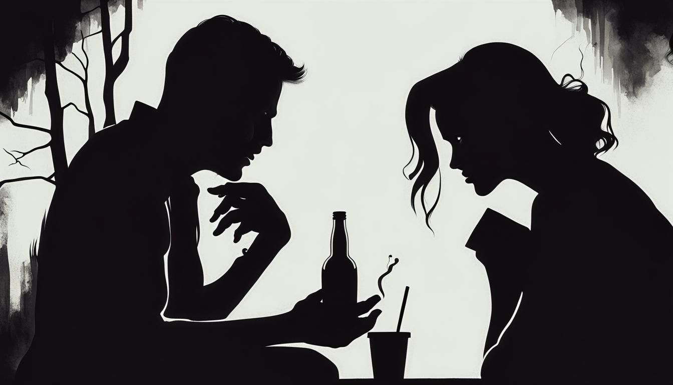 Sinister Silhouette: Couple Watching Horror Movie