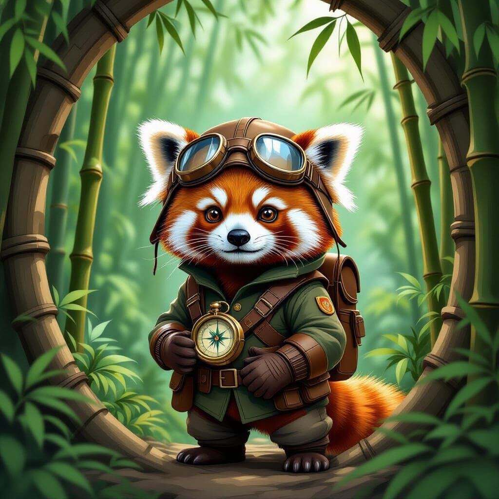 Red Panda Explorer in Bamboo Jungle