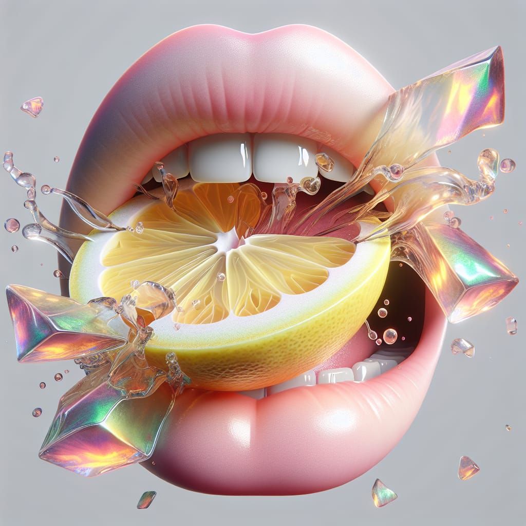 Shattered Lemon: A 3D Rendered Lip Bite