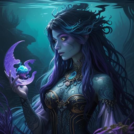 Beautiful emo little mermaid 
Coloured tattoos 
Emo backgrou...