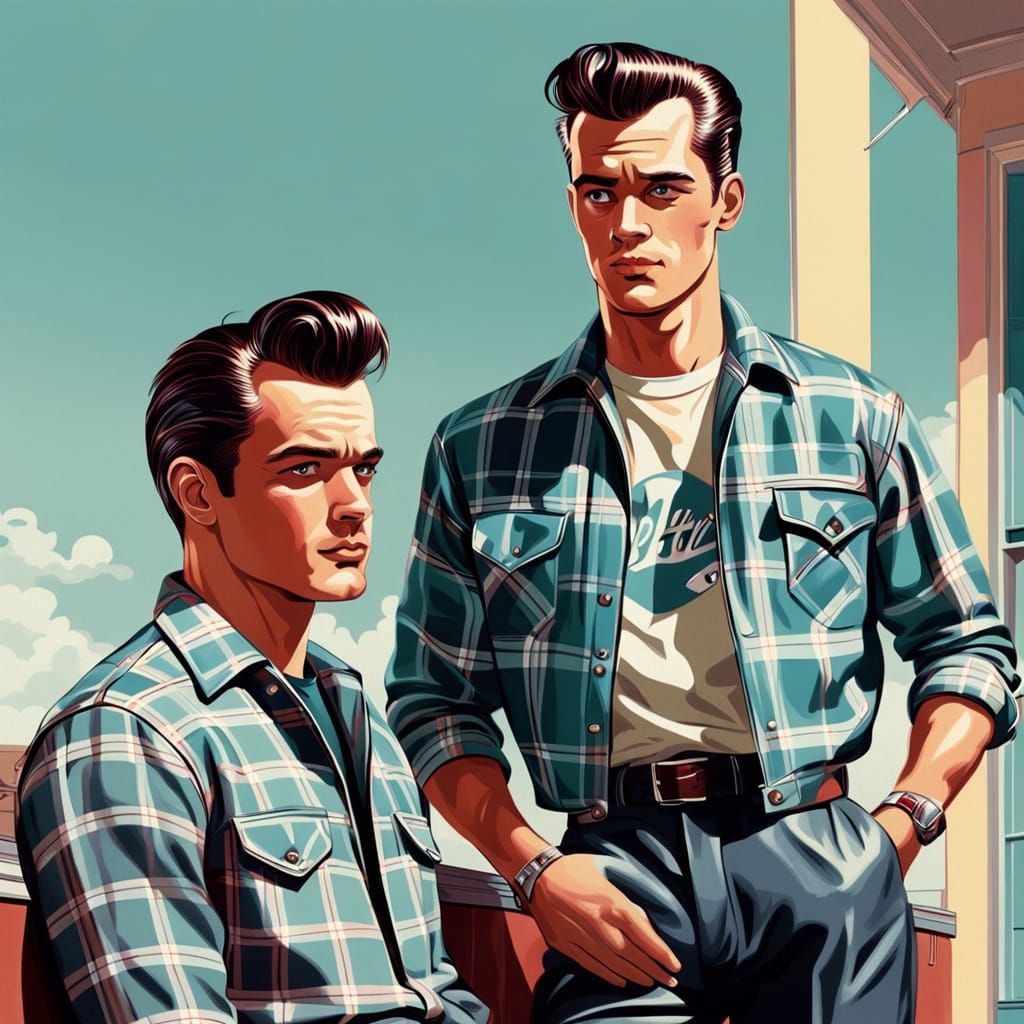 Retro 1950s Men's Fashion Portrait in Pastel Tones