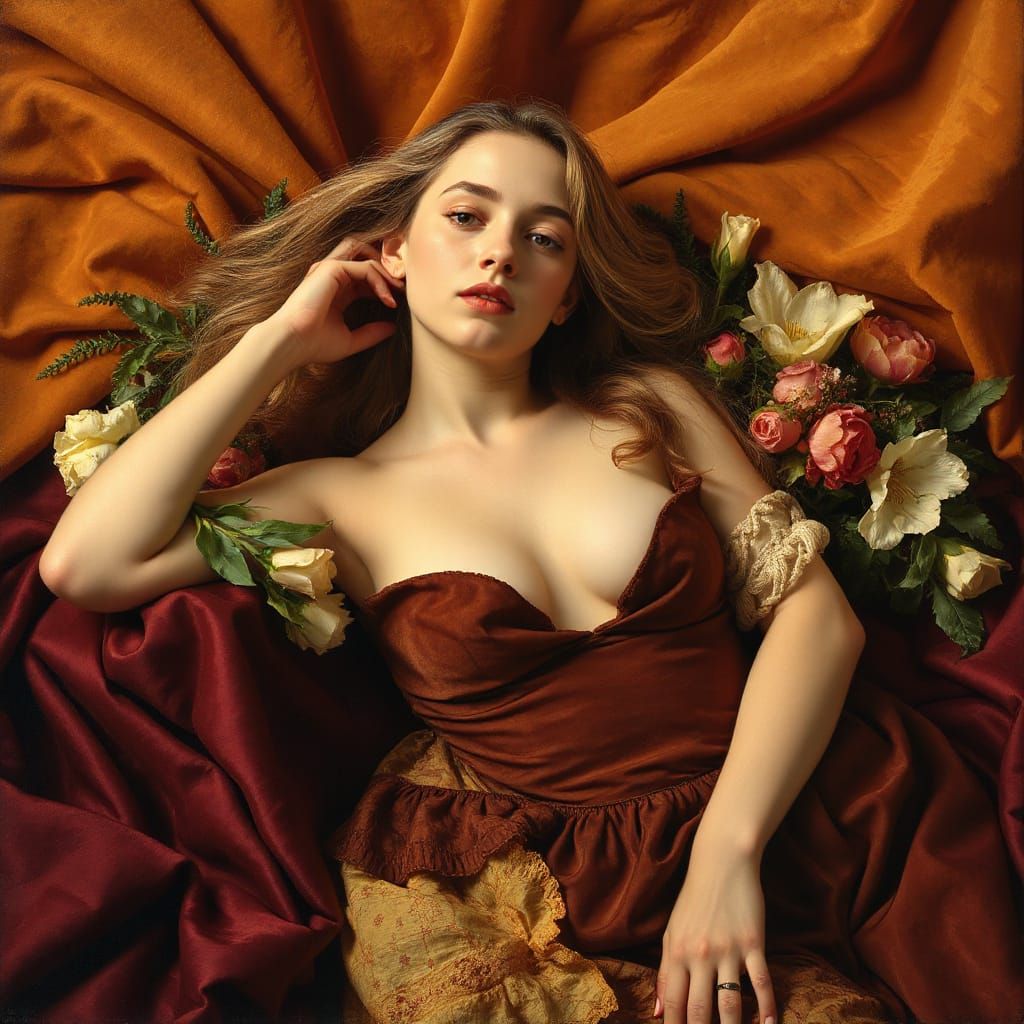Elegant Woman Reclining in Surrealist Renaissance Style