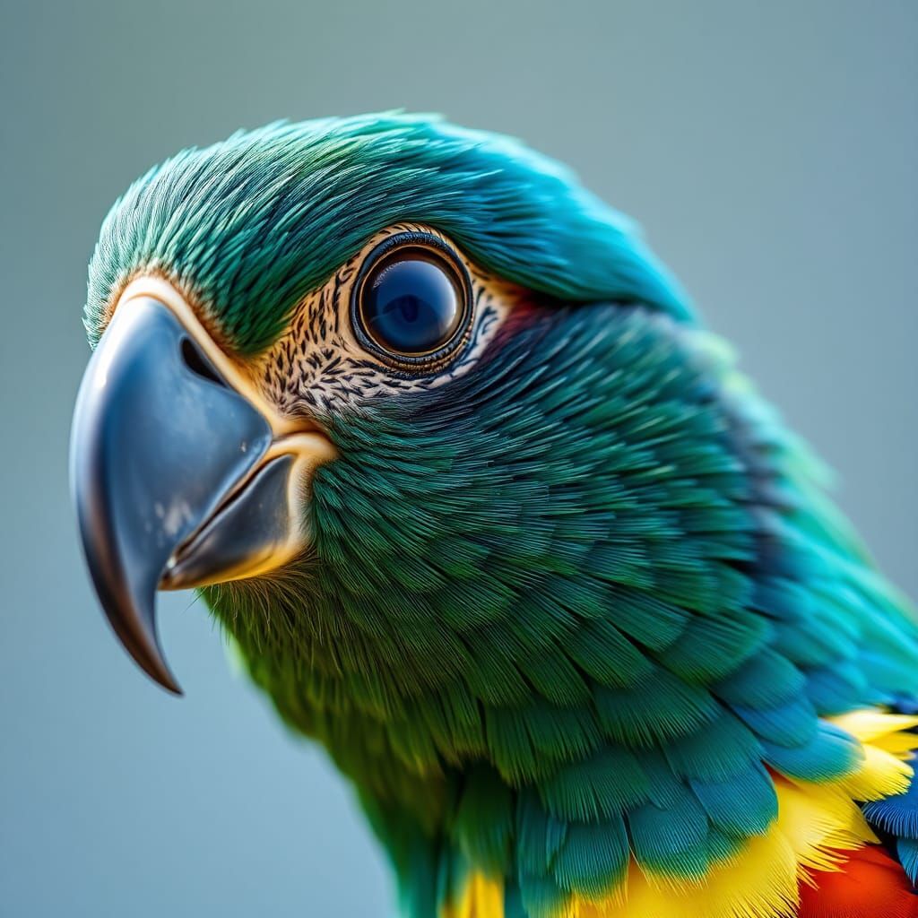 Bird Portrait Reflecting Sky in its Eye