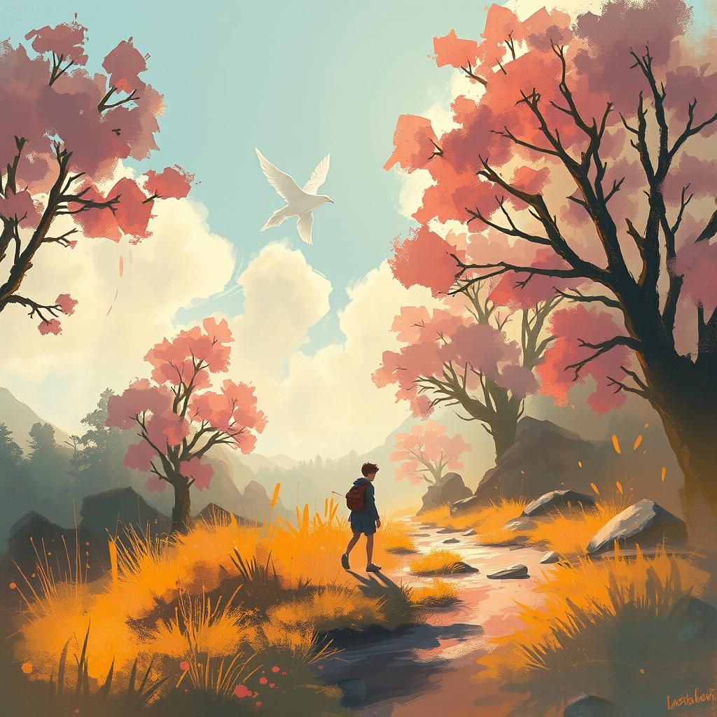 Fleeting Moment of Wonder in Impressionistic Style