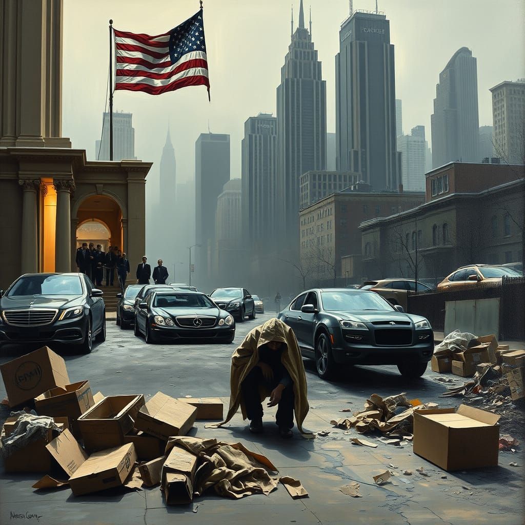 A Haunting Portrait of America's Wealth Gap in Oil on Canvas