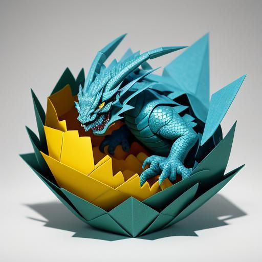 Origami Dragon Hatching From Egg