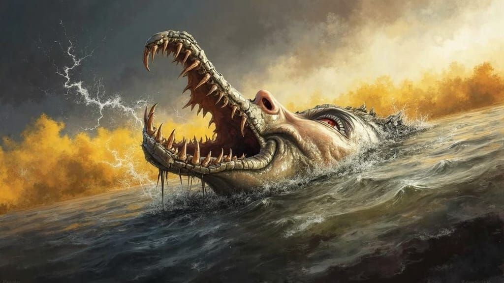 Grotesque Demon Visage in Dark Surreal Style