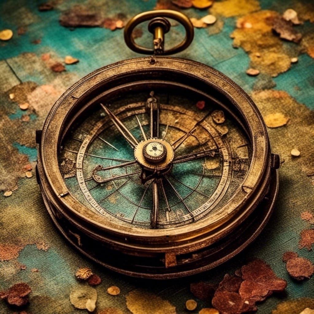 Detailed Compass with Sea Background