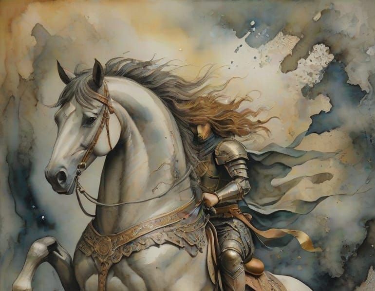 War scene with horse...