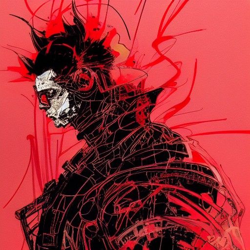 Steampunk Silhouette with Chaotic Brushstrokes