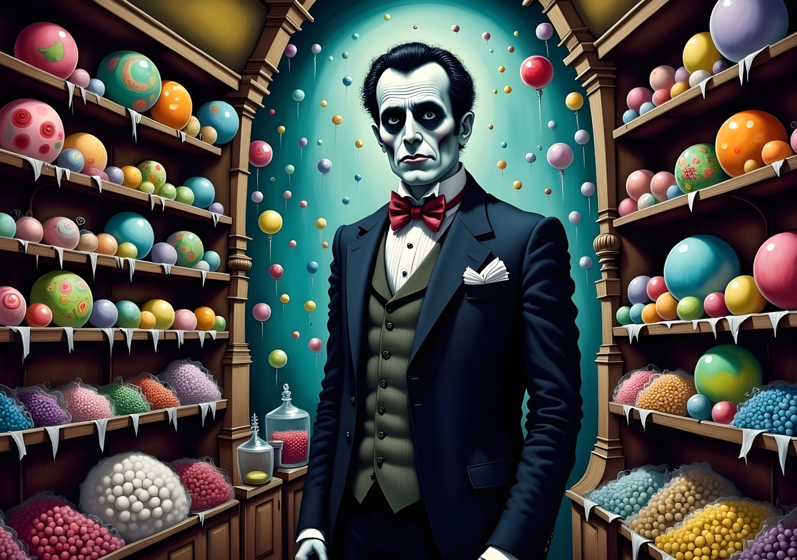 Mysterious Man in Candy Store: Tim Burton Style