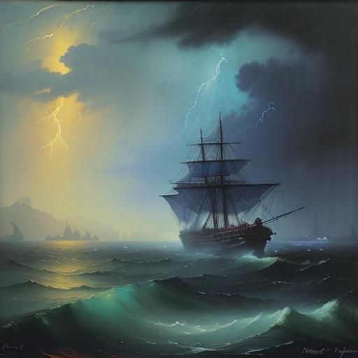 Kraken in a Storm: Watercolor Art