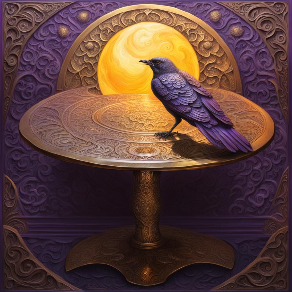 Ornate Brass Table with Sun and Moon