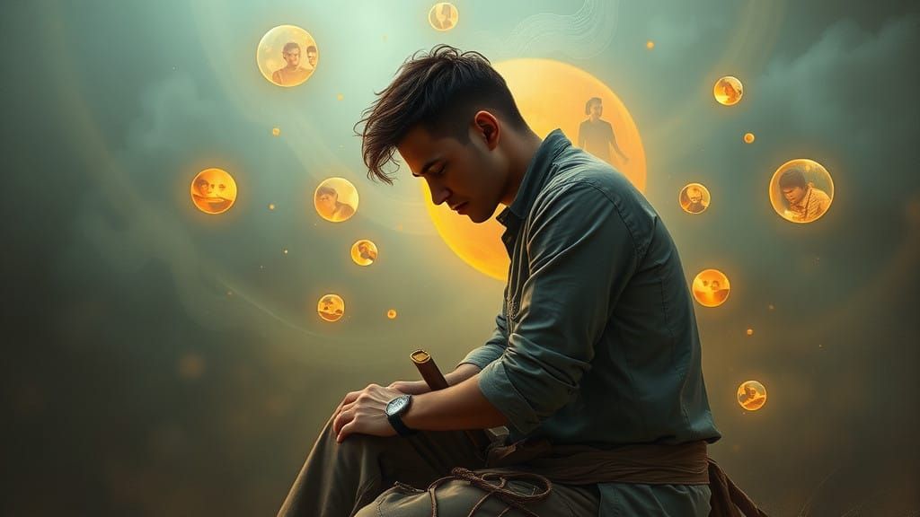 Contemplative Man Lost in Memories of the Past