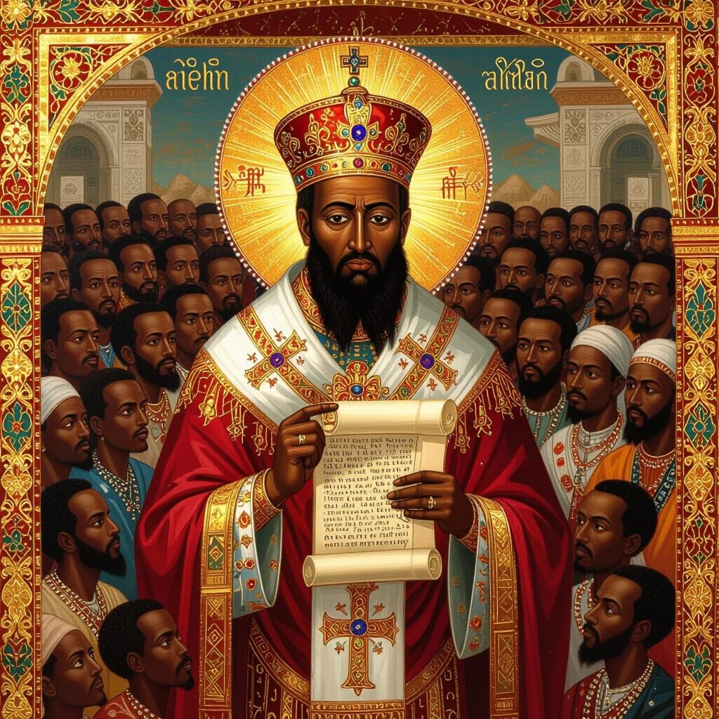 King Menelik II as Holy Lawgiver in Ethiopian Orthodox Style