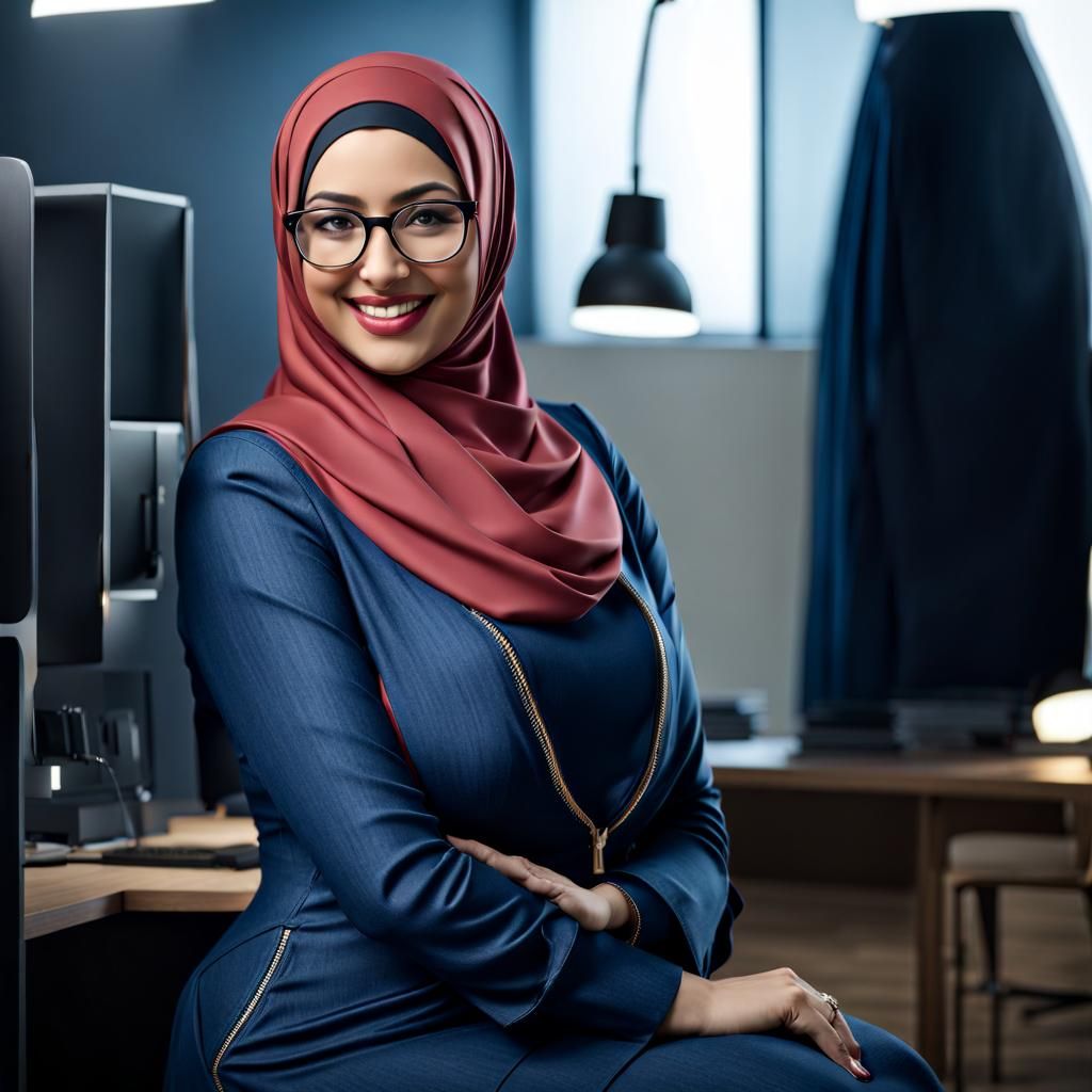 Egyptian Secretary in Hijab Smiling Portrait