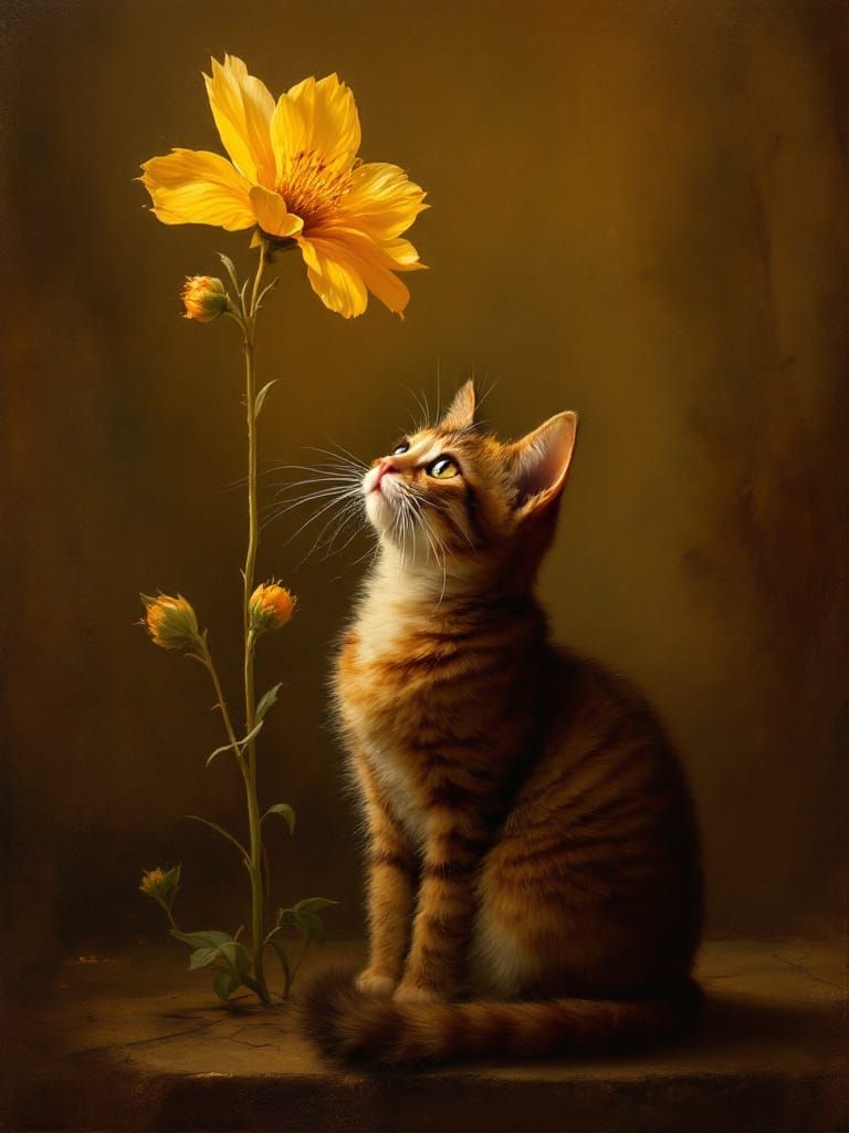 Luminous Cat in Amber Light: Renaissance Masterpiece