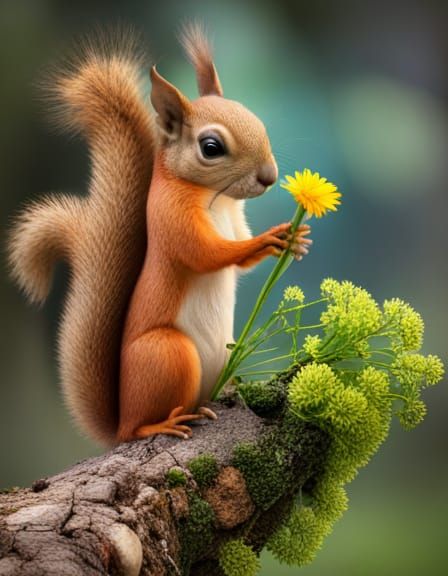 Squirrel with Flowers: A Whimsical Avatar Image
