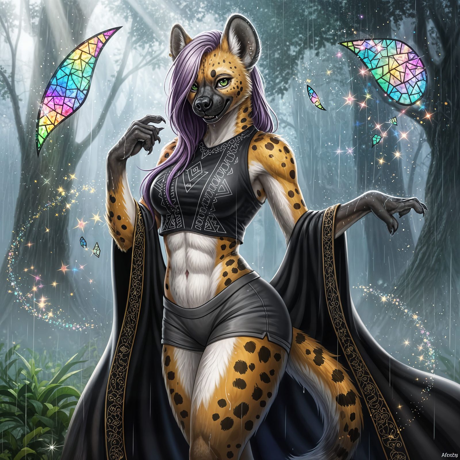 Mystical Hyena Woman in Rainforest Digital Art